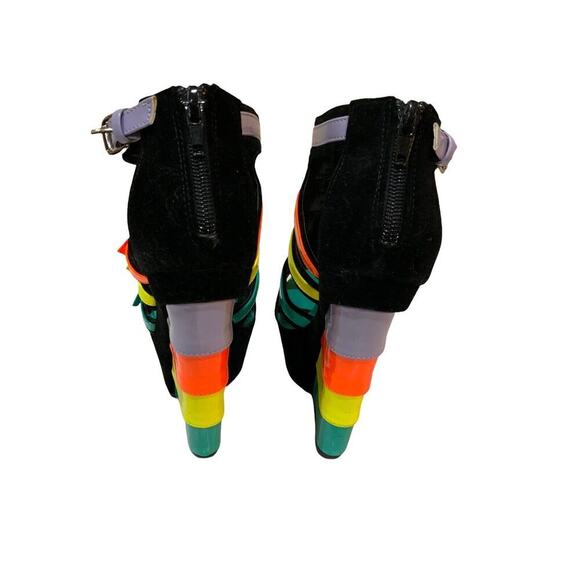 Alba Candy Neon Colorful Velvet Leather Buckle Strap Women's Sz 5.5 Wedge Sandal - Picture 6 of 10